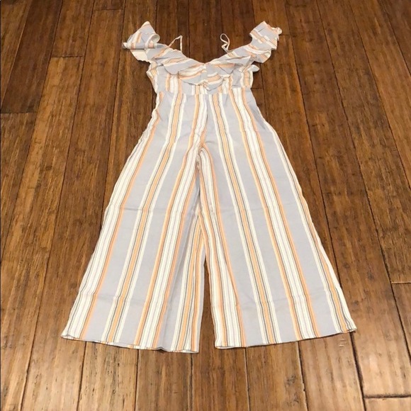 Striped Ruffle Jumpsuit Wide Leg - Picture 5 of 6